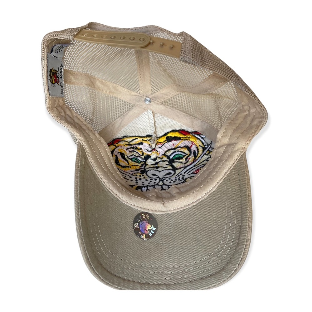 Christian Audigier × Ed Hardy Vintage Tiger Embroidered Mesh Bedazzled Beige Cap - Picture 4 of 8